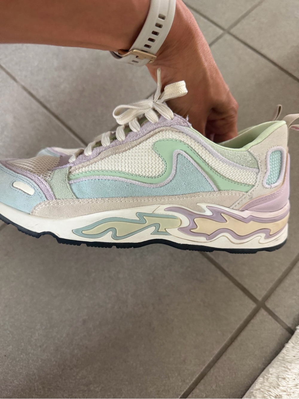 Sandro Women's fire Pastel Mesh & Suede Sneakers in Lavender and Mint 38